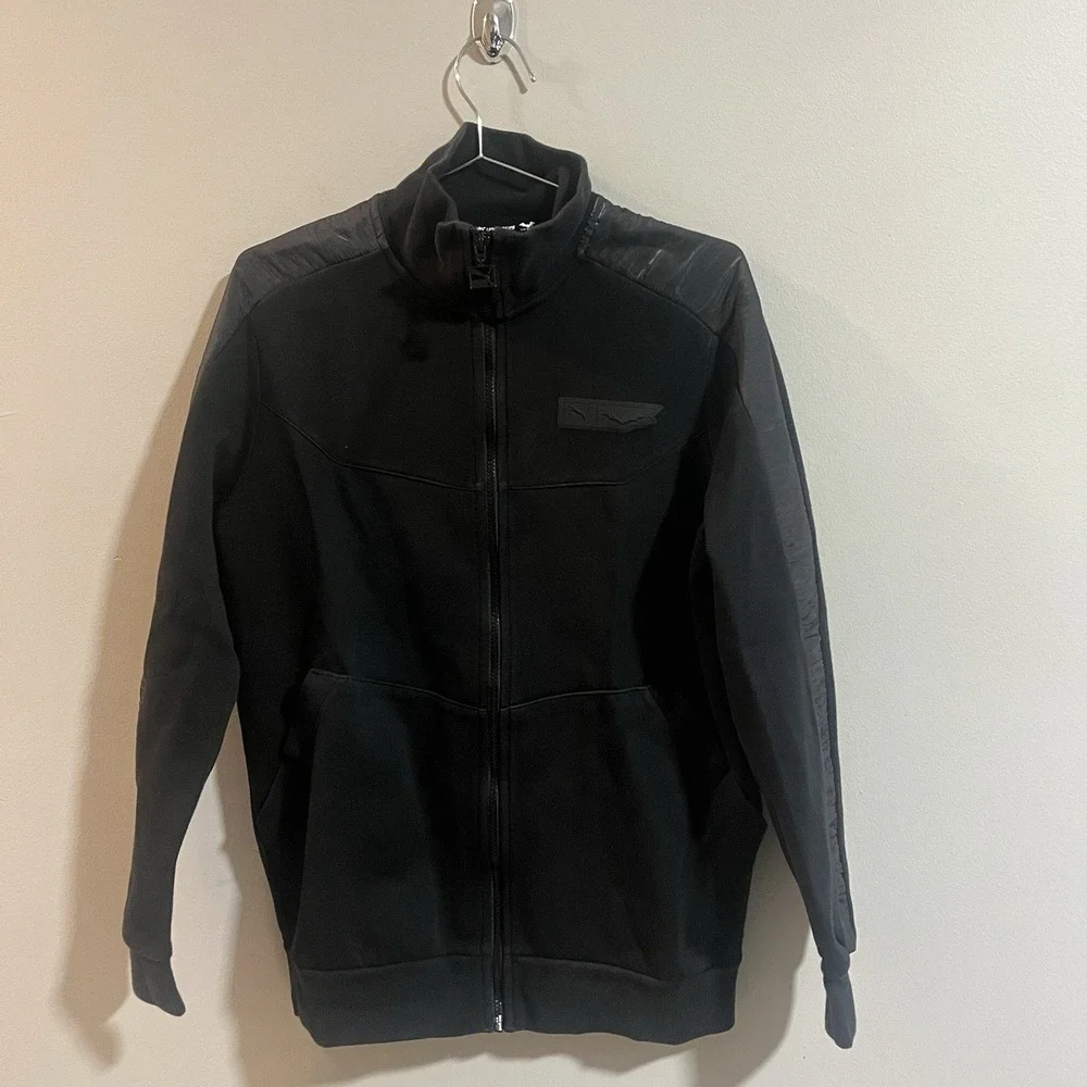 PUMA X BATMAN T7 BLACK LOGO TOP FULL ZIP TRACK JACKET SIZE M